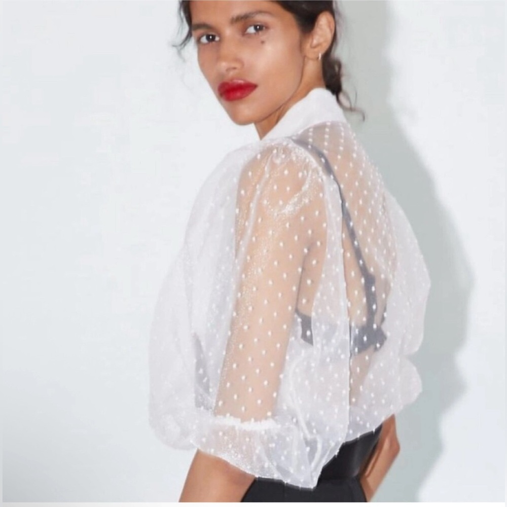 Zara Sheer White Blouse